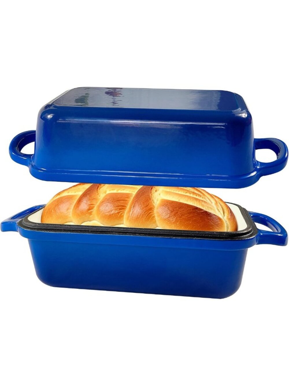 9x5 Inch Enameled Cast Iron Loaf Pan with Lid - Nonstick, Heavy Duty for